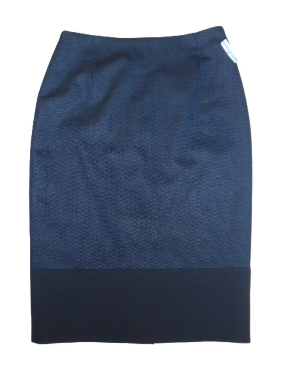 NWOT HUGO BOSS VIBENA Knee Straight Wool Pencil Skirt Two Toned Navy Blue Sz 0